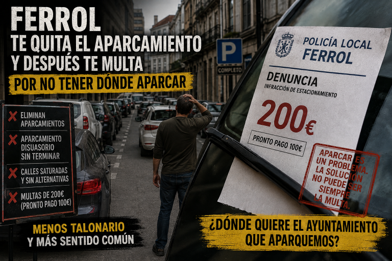 Ferrol te quita el aparcamiento y después te multa por no tener dónde aparcar